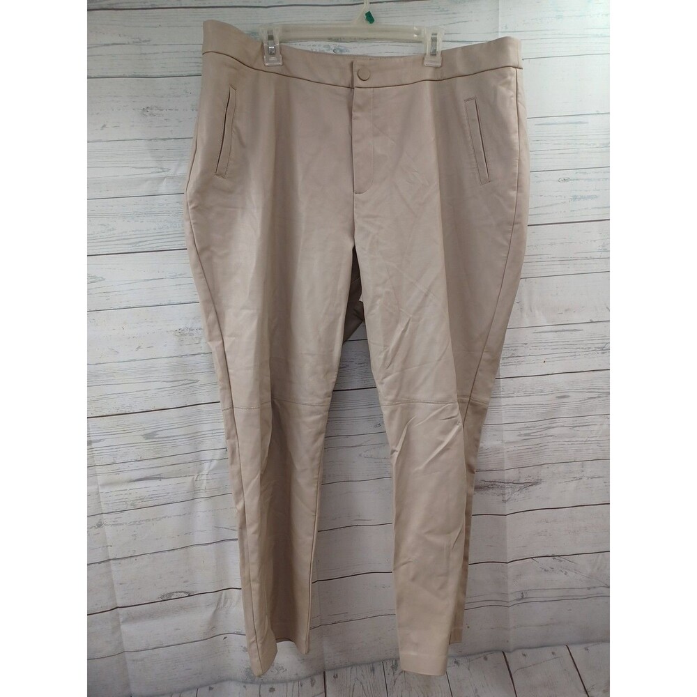 Eloquii Faux Leather Trouser Pants Beige Tan Size 18